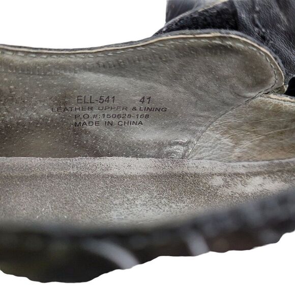 Vtg Y2K Alegria Mary Jane Leather Chunky 3D Rose Embossed Ell-541 Black Sz 41 - Picture 4 of 12